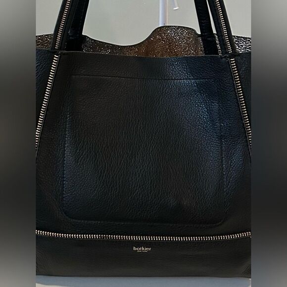 BOTKIER BLACK PEBBLE LEATHER SOHO ZIPPER TRIM TOTE SHOULDER BAG $298 - Picture 3 of 15